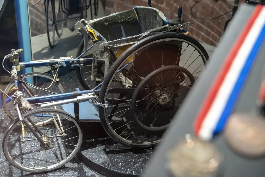 Rick Hansen's wheelchair at the BC Sports Hall of Fame in Vancouver, B.C.