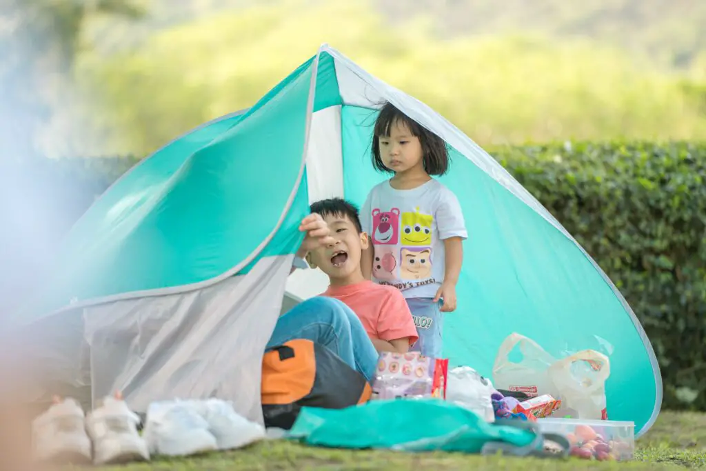 Backyard camping summer staycation with kids