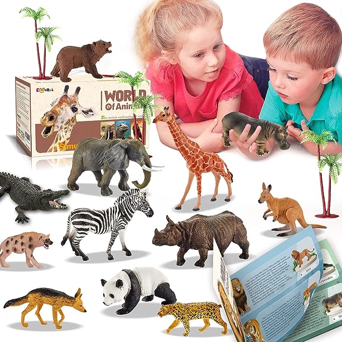 31 Pcs Safari Animals Figures Including 24 Realistic Jungle Playset Toys Zoo Animals