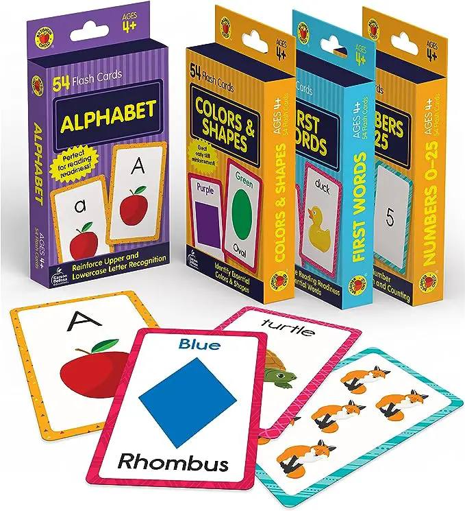 4-Pack Preschool Flash Cards for Toddlers Ages 2-4 Years Old