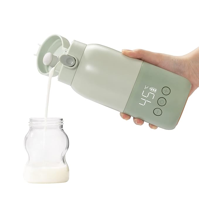 BOLOLO Portable Milk Warmer with Super Fast Charging and Cordless, Instant breastmilk, Formula or Water Warmer with 10 Ounces Big Capacity, Baby Flask for Vehicle,car,Airplane Journey