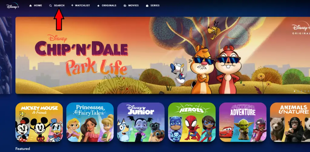 Disney Plus Search On Desktop