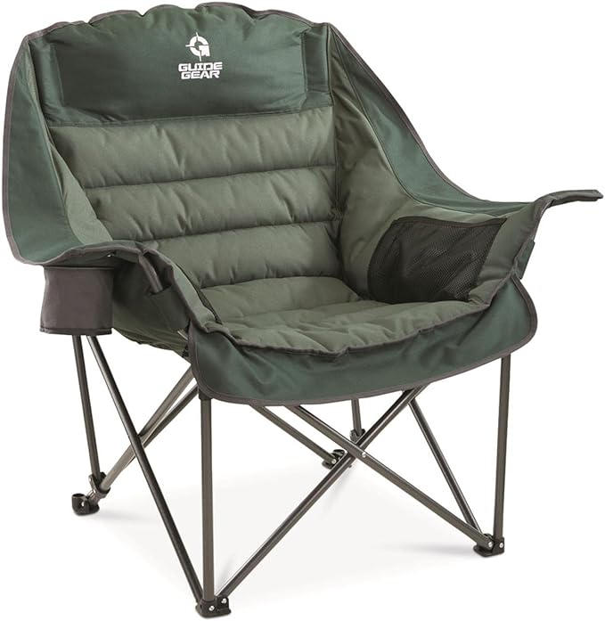 Guide Gear Oversized XL Padded Camping Chair, Portable, Folding, Large Camp Lounge Chairs for Outdoor