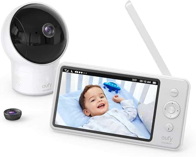 Baby Monitor, eufy Security SpaceView Video Baby Monitor, 5” LCD Display, 720p HD Resolution, Wide-Angle Lens Included, 460 Ft Range, Night Vision, 2-Way Audio, Day-Long Battery Life