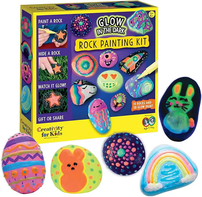 Creativity for Kids Glow in the Dark Rock Painting Kit - Crafts for Kids, Painting Rocks Arts and Crafts, Kids Gift