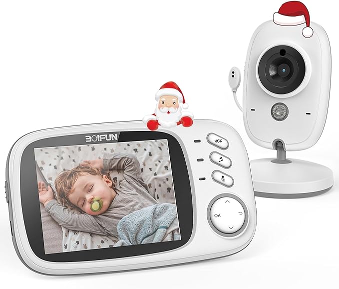 Video Baby Monitor Camera, BOIFUN Moniteur Bébé with 3.2 '' Screen, VOX, Rechargeable 750mAh Battery, Support Night Vision, Temperature Monitoring, 8 Lullabies