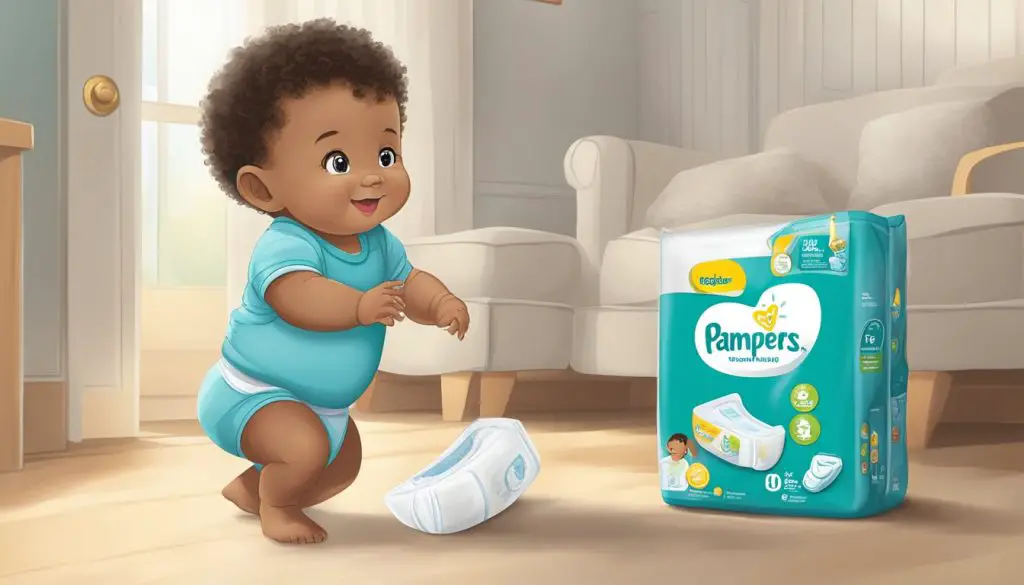 A child effortlessly pulls up Huggies and Pampers pull-ups on their own, showcasing the ease of use and independence of both brands