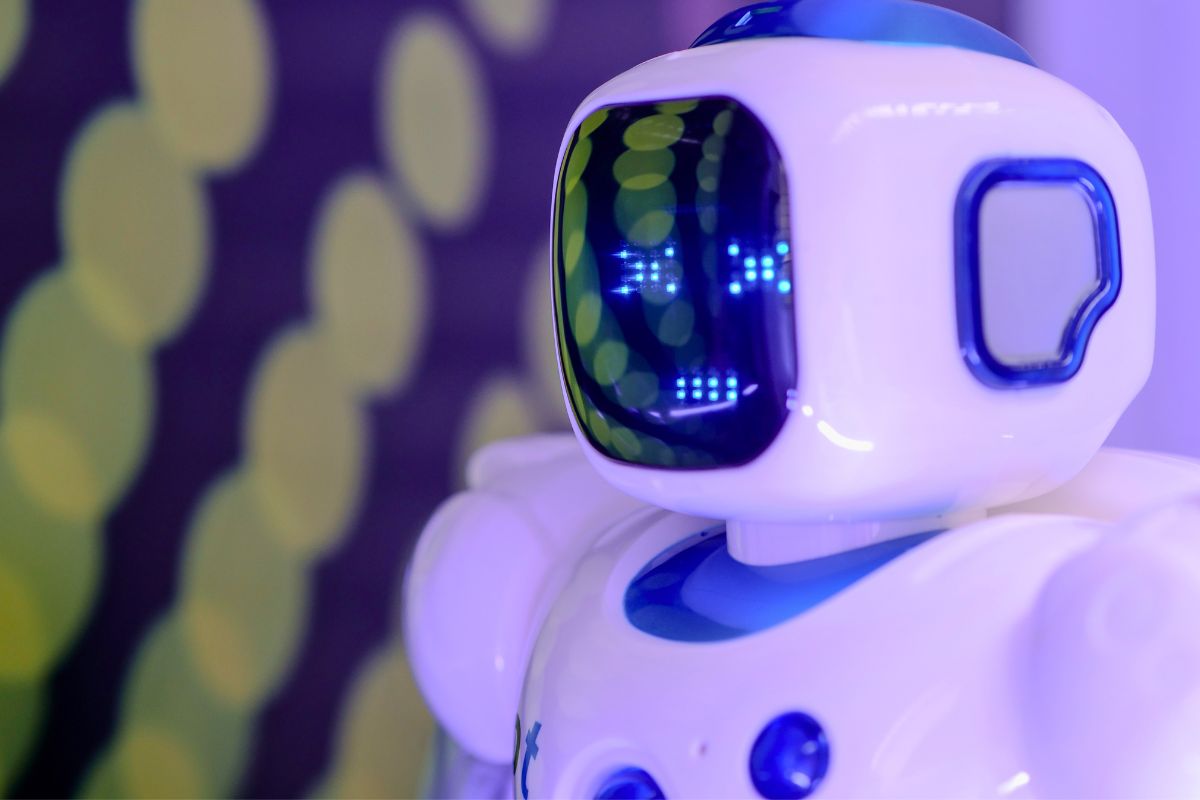 Interactive robot toy with lights, representing AI-powered toys that engage toddlers.