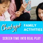 Three family members smiling together while using a laptop and notebook during a fun learning activity at home.