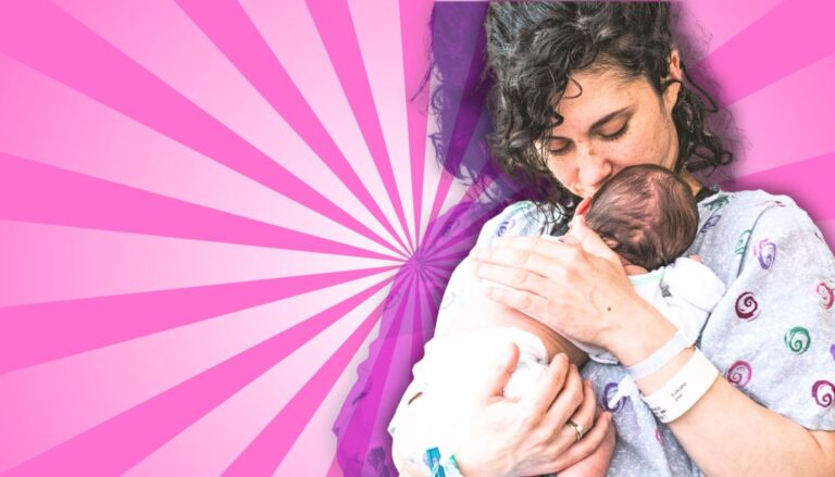 Mother holding newborn baby skin-to-skin after birth in hospital, representing postpartum recovery and what no one tells you about after delivery.