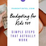 Parent counting money showing easy budgeting lessons for kids.