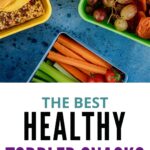Lunchboxes filled with sandwiches, grapes, carrots, celery, and snack bars, showing a variety of healthy toddler snacks perfect for road trips.